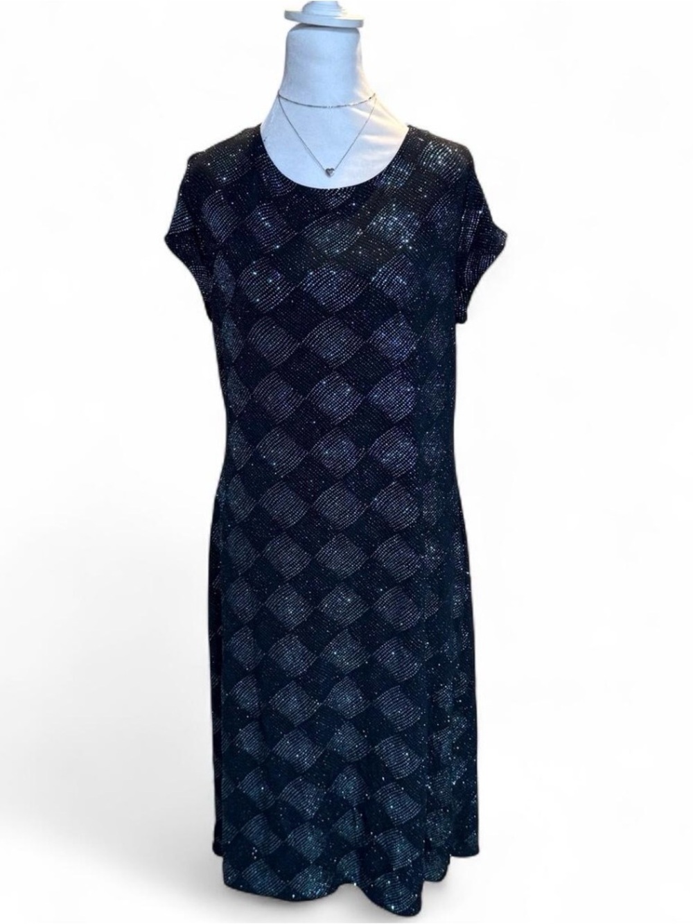 Vintage John Roberts Sparkly Geometric Midi Dress